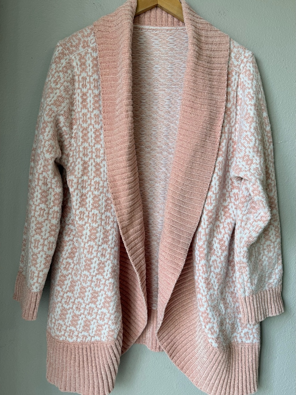 Black Rivet Open-Front Shawl Collar Cardigan Sweater Blush Pink Women’s Size XL